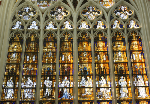 Stained glass window in the Altenberger Dom, designed in 1390 and finished by 1400