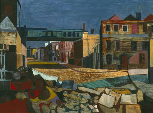 showmethe-monet:  John Minton Street and Railway Bridge 1946 