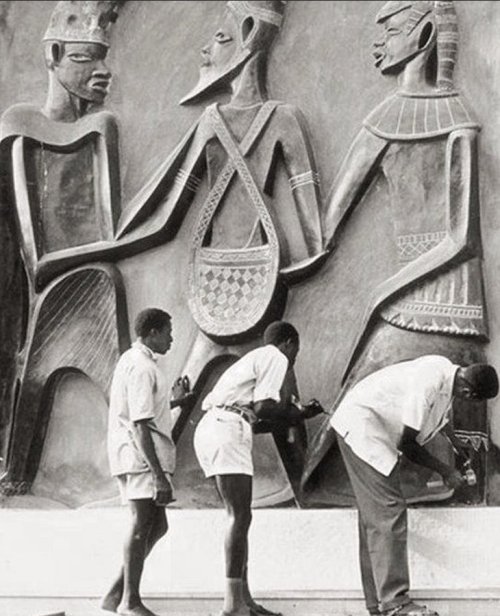 slowroads:  Felix Idubor, Bas-relief, Independence House, Lagos, Nigeria, 1965  