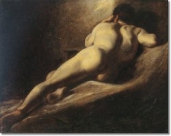 Nude-Body:  William Etty - Male Nude From Behind 