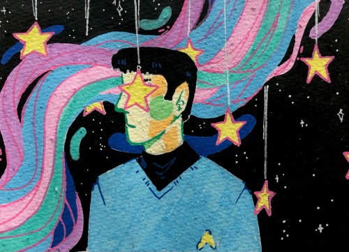 posca pen drawing of spock - colourful and pink