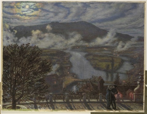 View From the Terrace on the River Landscape by Night by William Holman Hunt, 1875Inscription reads: