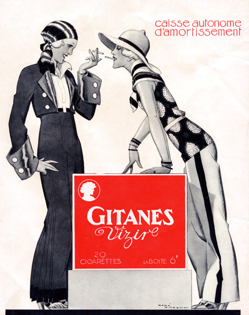 Ad for Gitanes, 1931 / illustration by René Vincent.