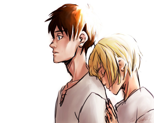 strawberry-moustache: I have seen some seriously cute fan art of Eren and Armin and I completely fel