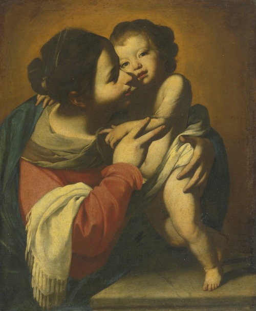 Madonna and Child. Oil on Canvas. 76 x 72.7 cm. Ar by Massimo Stanzione.(1585?-1656?).