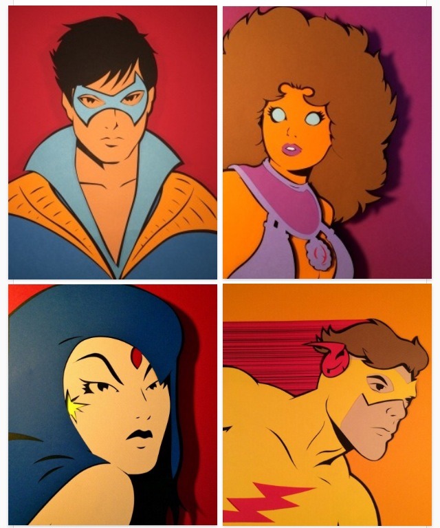 docgold13:  A whole bunch of Teen Titans cut-outs(from right-to-left: Robin, Kid