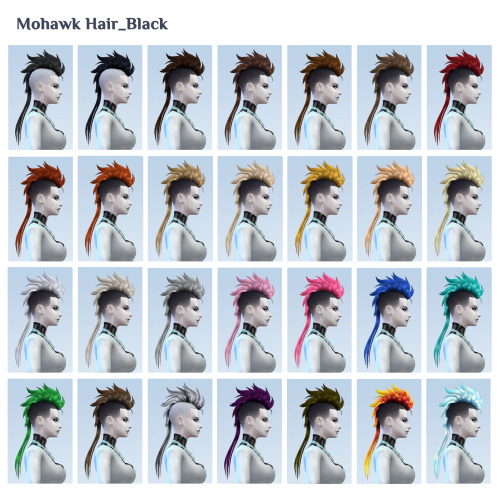 MOHAWK HAIRNew MeshBase Game Compatible Teen, Adult, Elder Male, Female 18 EA Swatches +  18 BL