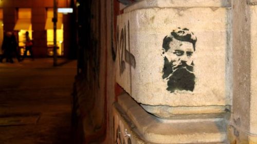 Graffiti depicting iconic Irish Australian outlaw Ned Kelly. On the 11th of November 1880 he was exe