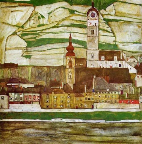 szobel:Egon Schiele, Stein on the Danube, Seen from the South.