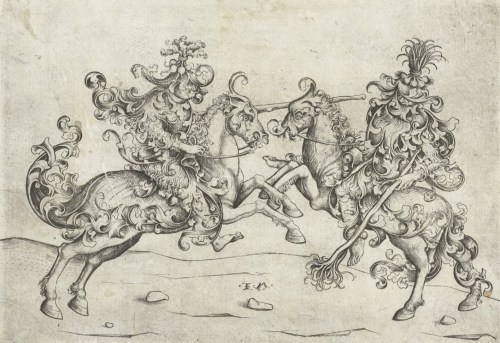 Battle Between Two Wild Men by Master of the Amsterdam Cabinet (1475-80)