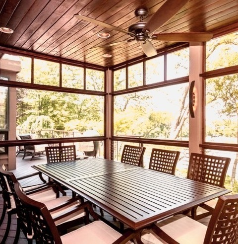Roof Extensions DeckDeck - Large Eclectic Backyard Deck Idea With A Roof Extension