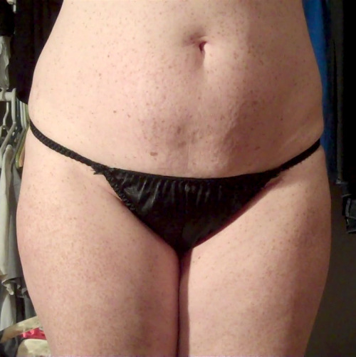 sarahthomasasu:  OK tether122 ! Please excuse my gross stomach though, UGH! I’m working on that! :) OMG if you look really closely you can actually see right through these and make out my you-know-what! Even though black is dark I guess they say it’s