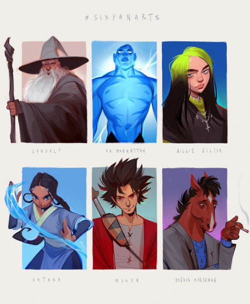 Had to do this sixfanarts thing going around! I asked people to suggest some characters through my i