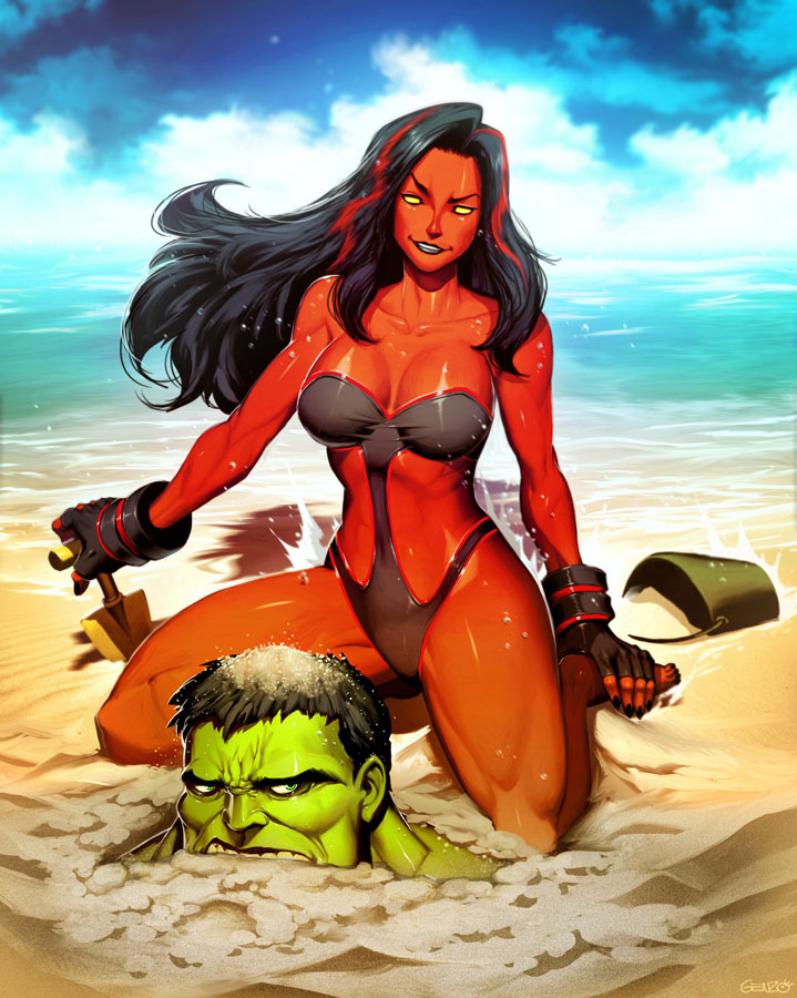 comicsforever:  Red She-Hulk; Hit The Beach // artwork by Gonzalo Ordoñez Arias (2013)