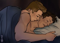 thunderjellyfish:  Where I apparently have an obsession for grumpy sleepy DeanCas. Castiel is obviously not a morning person.  *  &ldquo;Caaaas. Cas. Cas Cas Cas Cas wake up&rdquo;. &ldquo;Dean, for the love of my Father, go the fuck back to sleep&rdquo;.