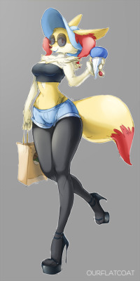 Ourflatcoat:little Color Experiment With My Braixen Alicia.