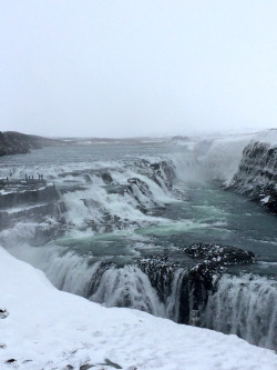 greatestreality:  Gullfoss- are words needed? It was breathtaking. We read a story about a farmer’s boy who waded across the waterfall to reach his true love on the other side. Alas, Ciaran said he wouldn’t do the same for me. Hm. 