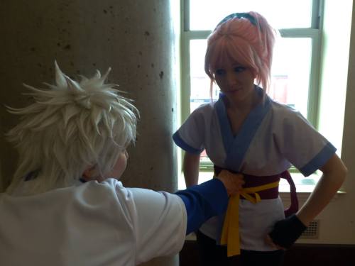 HunterxHunter @ Zenkaikon 2015&ndash;mini recreation of Killua vs. Machi fightKillua // Machiall pho