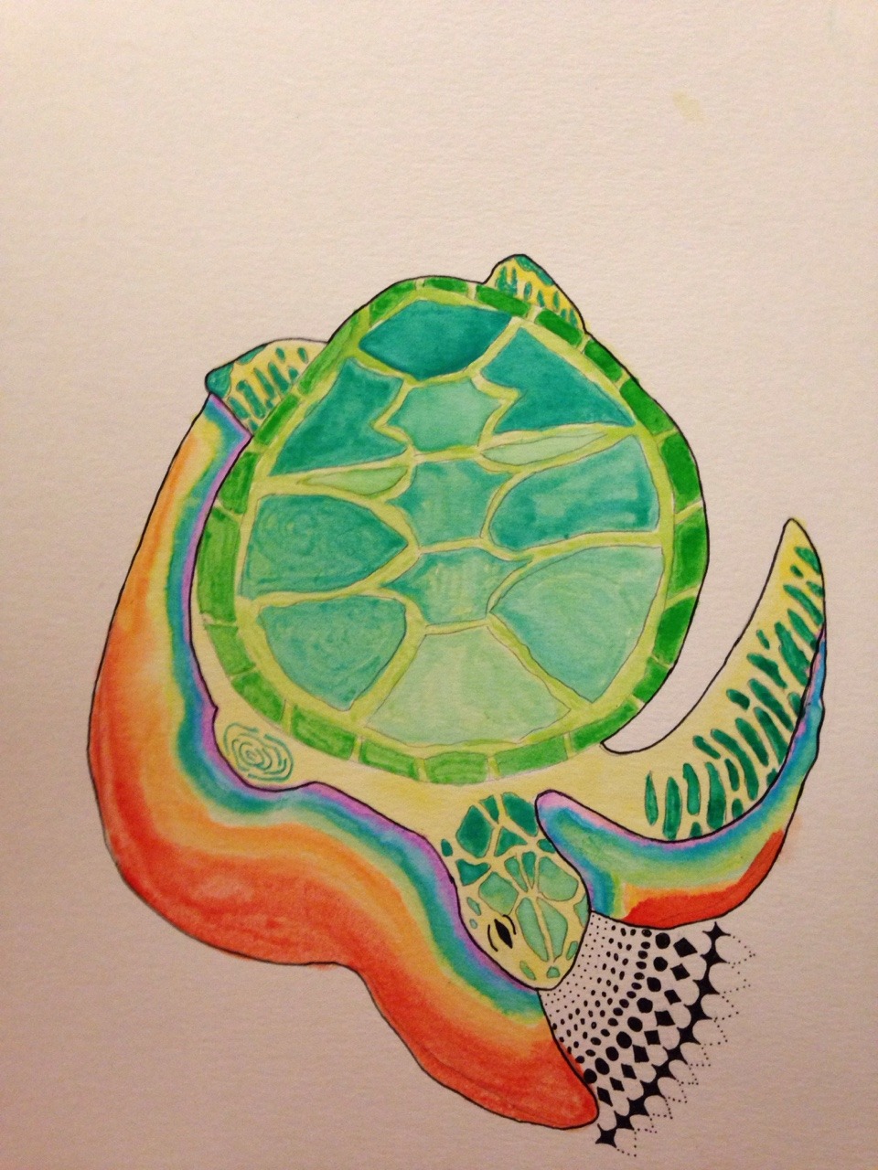 went to the sea turtle rescue at south padre island and got inspired to do a watercolor