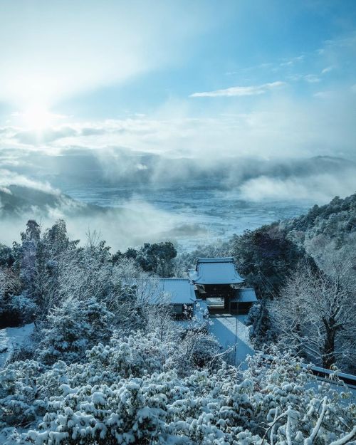 Snow in the Mountain Temple雪の朝、亀岡の雪景色を上から見ようと向かった獨鈷抛山。しばらくは下が見えないくらい視界が悪かったけど、次第に幻想的な景色が広がっていきました。 #