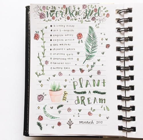 hermionegoals:  i love plants and the color green a lot and my bujo spread from the weekend reflects that!  (ﾉ◕ヮ◕)ﾉ*:･ﾟ✧ ✧ﾟ･ // photos taken from my studygram [ the plant and leaf stickers are from paperkumaco on etsy! ] 