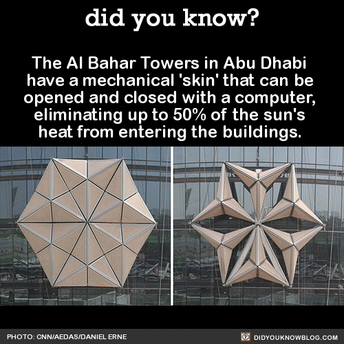 did-you-kno:  The Al Bahar Towers in Abu Dhabi have a mechanical ‘skin’ that