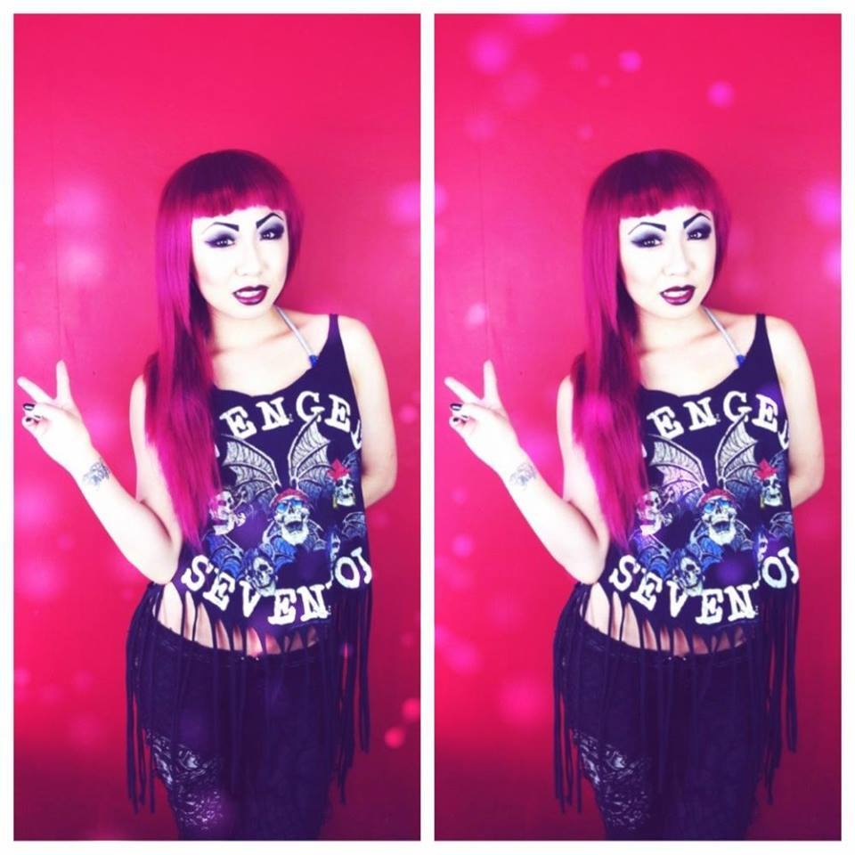 shellydinferno:  EvilDoll (Instagram) in her customized Avenged Sevenfold top Heavenly