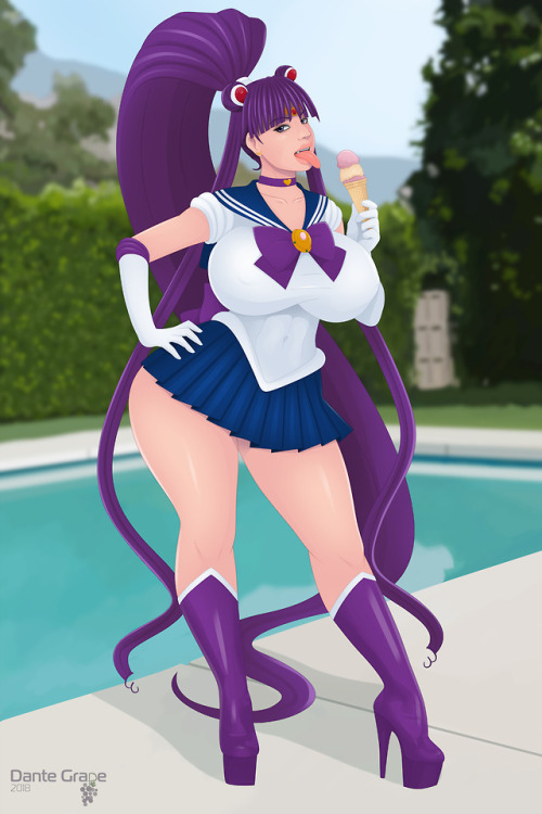 den-grapes:  Commission. Kirika cosplaying Sailor Moon. *__*And some versions.