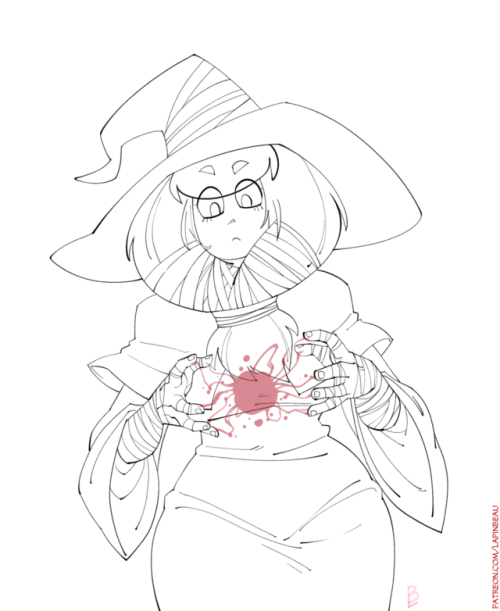 vertigheist: nuttyjester: A day late, but a birthday gift for @vertigheist, of his blood witch, Scarly! that blood effect looks really neat~ thanks dude! 