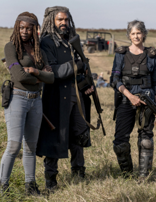 dailytwdcast:Michonne, King Ezekiel and Carol Peletier in The Walking Dead Season 8 Episode 16 | Wra