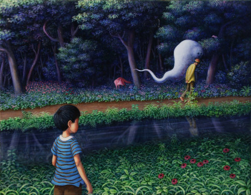 Perodog aka Shinya Okayama (Japanese, Japan) - Calling From The Other World, 2010   Paintings: Oil o