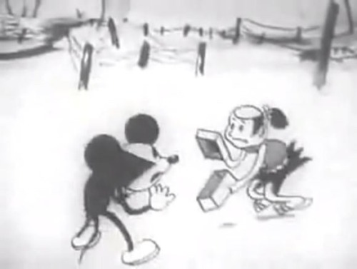 talesfromweirdland:A bizarro Mickey attacks Japan in this Japanese propaganda cartoon from the 1930s