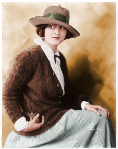 Sylvia Breamer.Photographer unknown, c. 1920.Colored by Lombardie Colorings.________________________