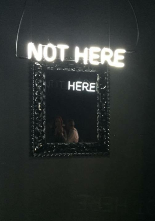 theonlymagicleftisart:“Here Not There,” a study of reflection (Neon and Framed Mirror) Camilo Matiz 