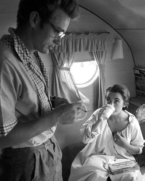 James Dean Visiting Elizabeth Taylor In Her Trailer During The Filming Of Giant (1955)