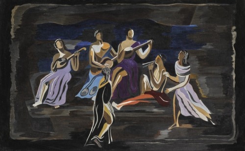 themodernartists:Alexandra Exter (Russian, 1882-1949), Group of Female Musicians, undated. Oil on pa