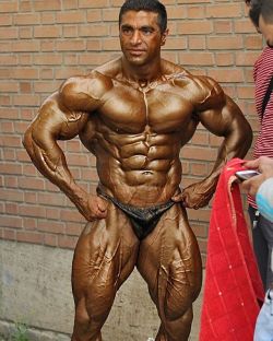 sannong:  Majid Jameh Bozorg - Part 1Fuck! So much bronzed, shredded, peeled to perfection muscle it’s hard to comprehend! You can trace every vein from his freak quads all the way up his corrugated washboard, steel hard, covered by the thinnest, most