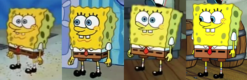 sonypraystation:yungkinghenny:wizkhali:The evolution of Spongebob Squarepants. From