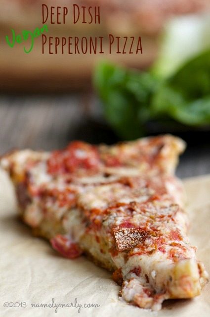 fuckyeahveganlife:  vegan deep dish pepperoni pizza 