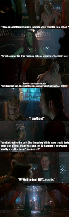 Sex Quill shows the Guardians some Star Wars pictures