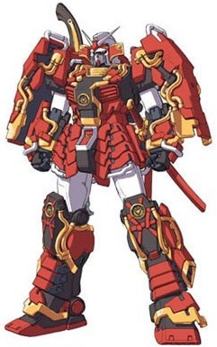 the-three-seconds-warning: Musha Gundam  Looking similar to the RX-78-2 Gundam, the Musha Gundam differs from the original due to its Samurai Motif. The mobile suit is armed also with powerful weapons including the Sankoumaru Jumonji Yari, a powerful