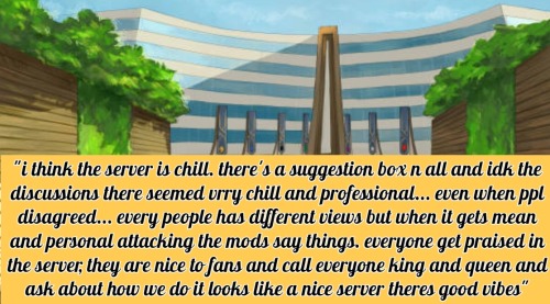 Anonymous confessed: “i think the server is chill. there’s a suggestion box n all and idk the 