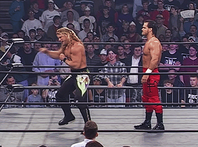 theemptycoliseum: January 22, 1998 - Chris Jericho is ready to fight until he realizes Chris Benoit 