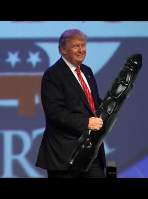 micdotcom:  This guy is replacing the guns with dildos in pictures of the Republican candidates Oh and you can follow him at @gopdildo 