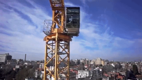 Crane Operator Moons a Nosey Drone Video