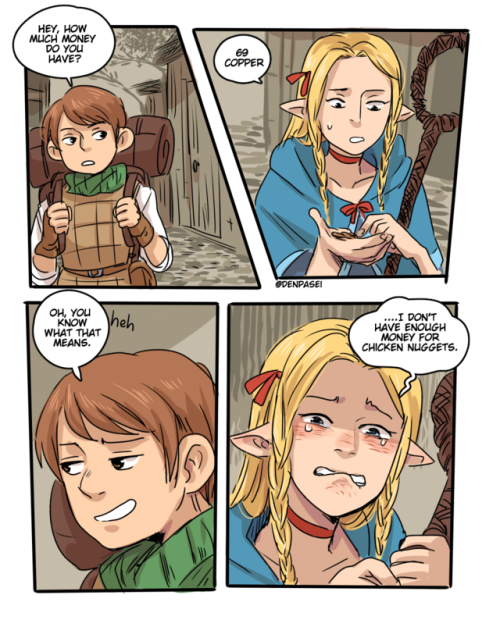 She just wants a dinner not made of monsters for once. (Dungeon Meshi parody of that one vine )