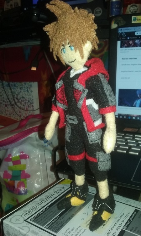 Finally finished my Kh3 Sora felt doll, just in time for Kh3 Orchestra! #kh3 #feltdolls #sora #kingd