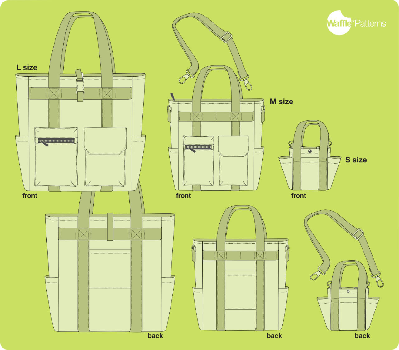 2 Sizes Utility Tote Bag PDF Sewing Pattern and Tutorial 