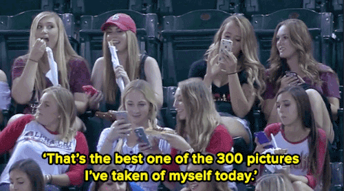 povverbottoms: micdotcom: Male announcers mock young women for taking selfies during a baseball game