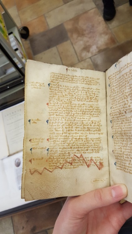 Here are some very belated pictures from this summer. The book is a 1350 Latin edition of the Magna 